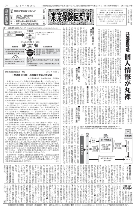 東京保険医新聞2013年4月25日号の主な内容画像