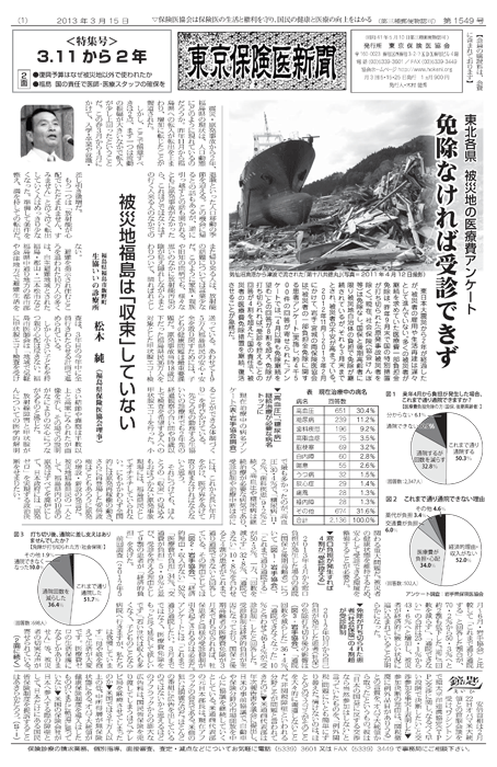 東京保険医新聞2013年3月15日号の主な内容画像