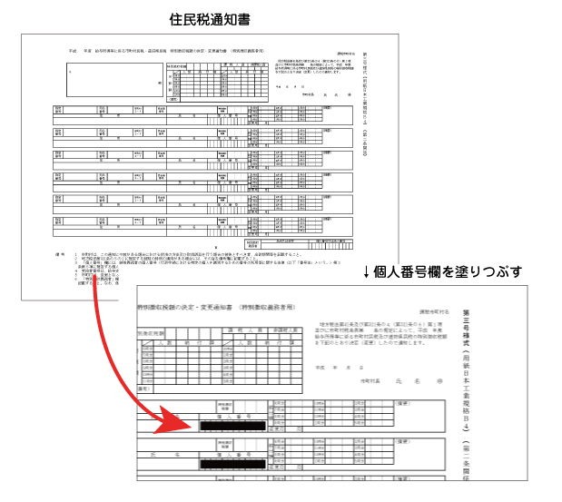 図_税額通知書にマスキング