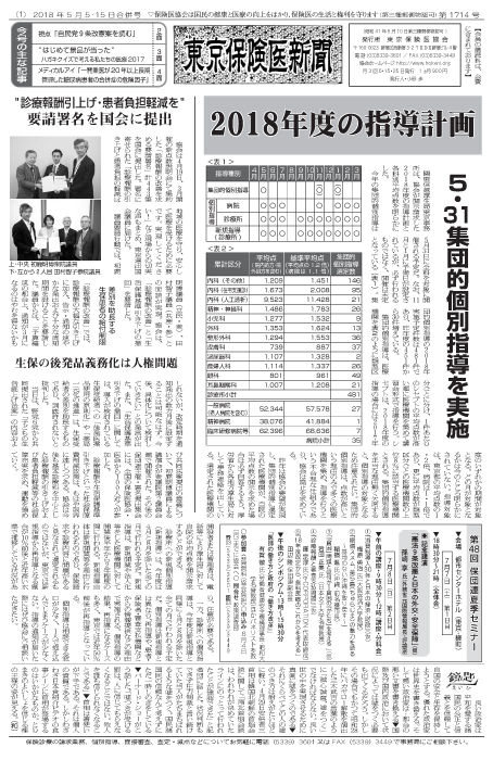『東京保険医新聞』2018年5月5・15日号画像