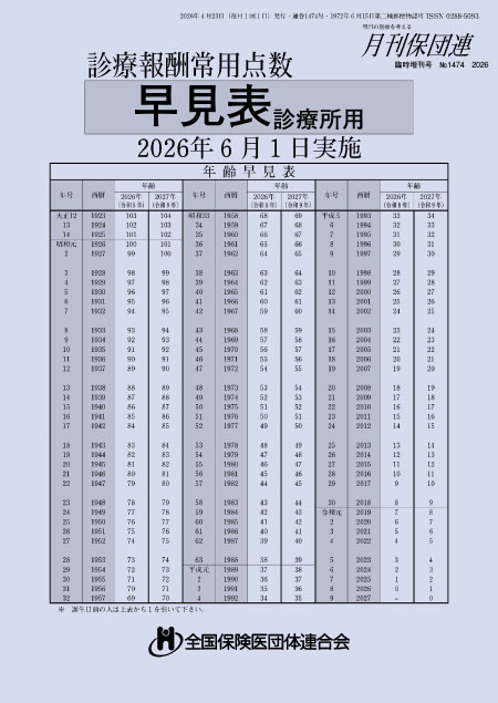 保団連版・点数早見表　2026年版（診療所用・冊子）
